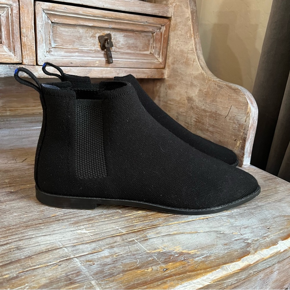 🖤 Rothy's The Merino Boot Onyx Black Pull On Chelsea Boots Size 9.5 Wool Blend